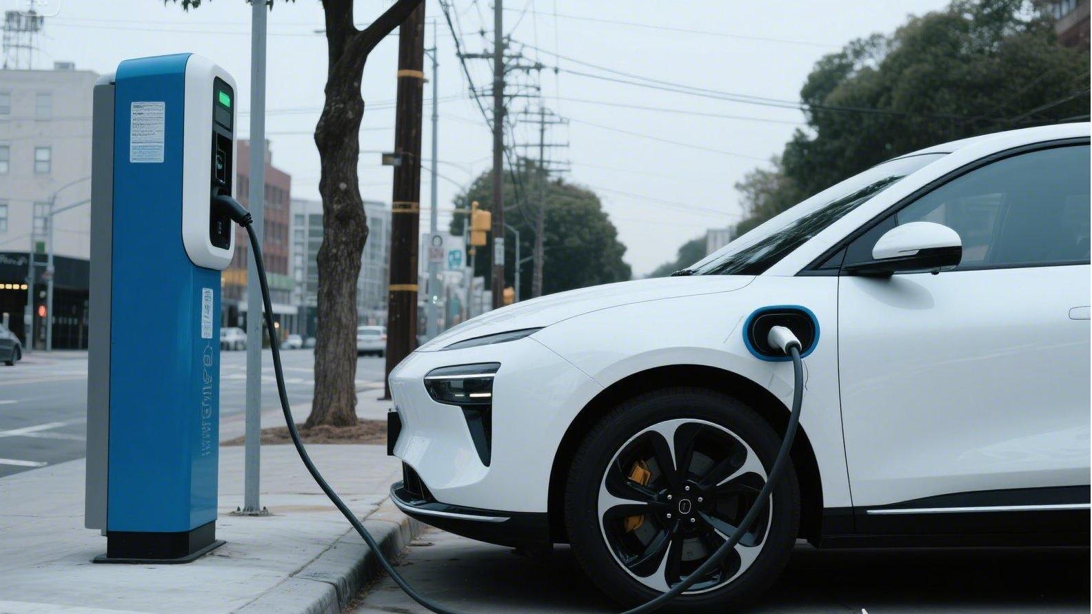 充電樁給車充電 ，寫實一些